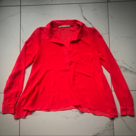 Free People Tops - Free People Sheer Blouse With High Low Sides